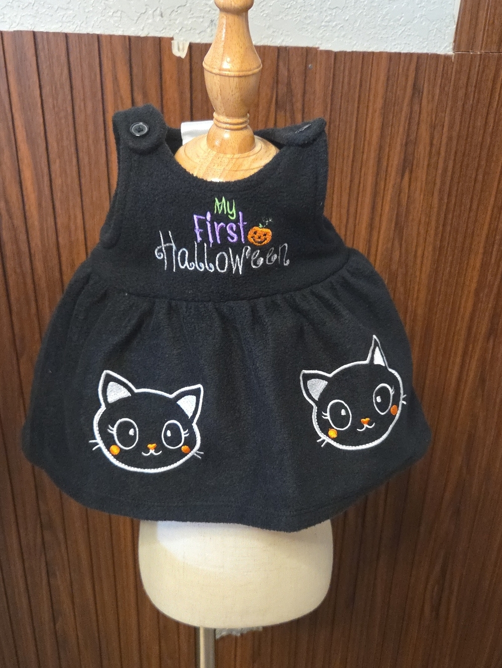 Baby Starters My First Halloween Dress Embroidered Cats Fleece Black Jumper